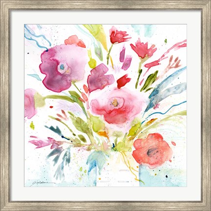 Framed Bouquet with Magenta Print