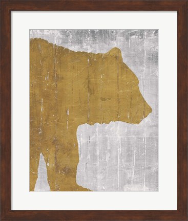 Framed Rustic Lodge Animals Bear on Grey Print