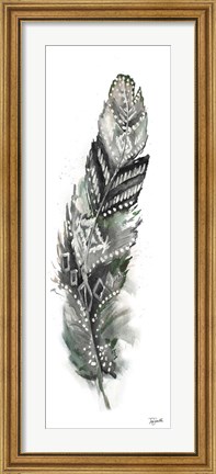 Framed Tribal Feather Neutral Panel II Print
