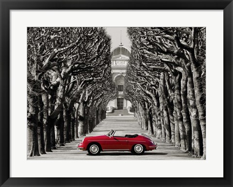 Framed Roadster in Tree Lined Road, Paris Print