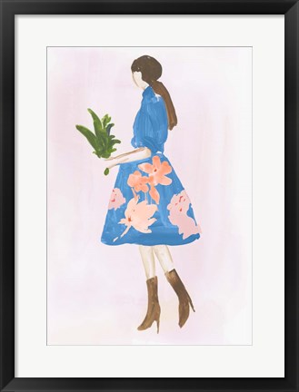 Framed Girl with Plant Print