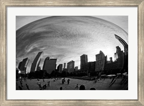 Framed Bean Chicago BW Print
