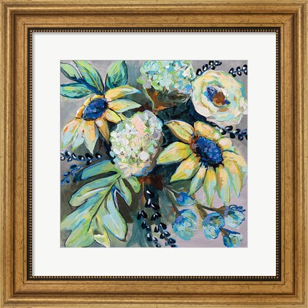 Framed Sage and Sunflowers II Print