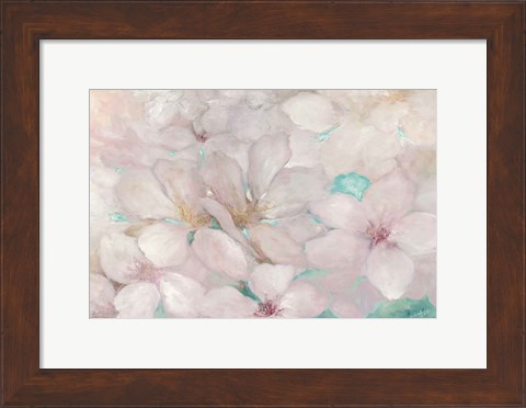 Framed Apple Blossoms Teal Print