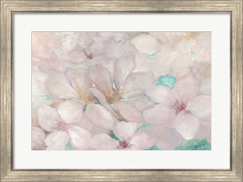 Framed Apple Blossoms Teal Print