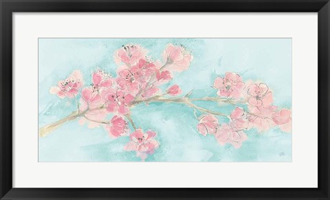 Framed Cherry Blossom I Teal Print