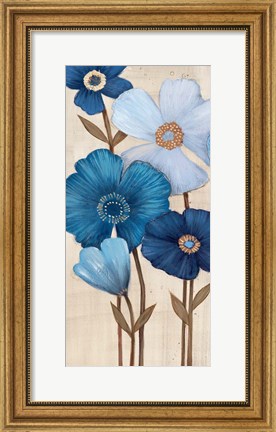 Framed Fleurs Bleues I Print