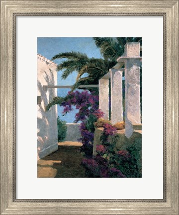 Framed Bougainvillea &amp; Palm Trees Print