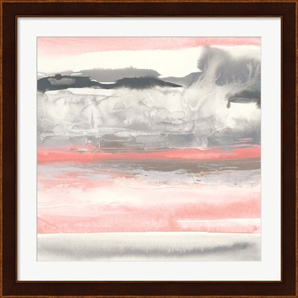 Framed Charcoal and Coral I Print