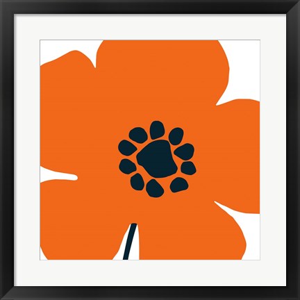 Framed Pop Art Floral I Orange Print