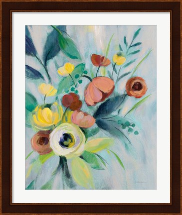 Framed Colorful Elegant Floral I Print