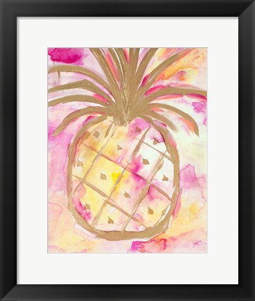 Framed Pink Gold Pineapple Print