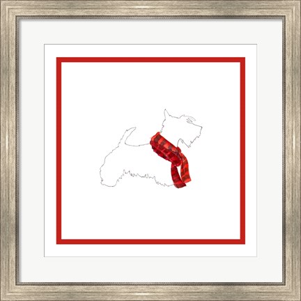 Framed Scotty Silhouette with Red Scarf Print