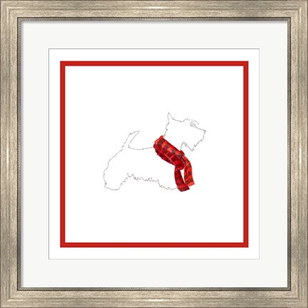 Framed Scotty Silhouette with Red Scarf Print