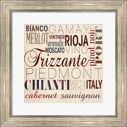Framed Wine Words I Print