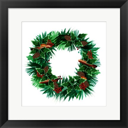 Framed Christmas Hinterland IV Wreath Print