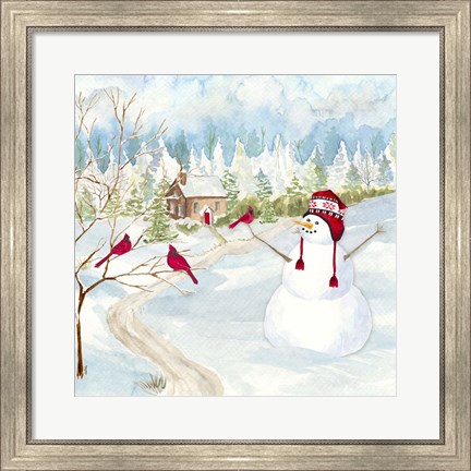 Framed Snowman Christmas I Print