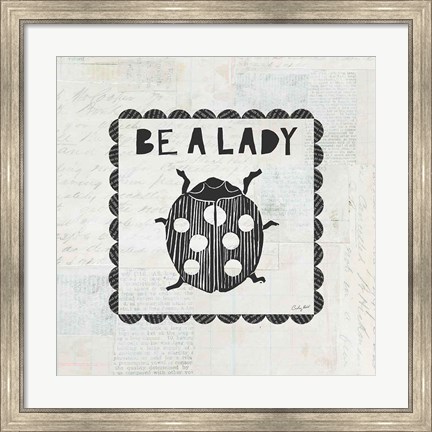 Framed Ladybug Stamp Be A Lady Print