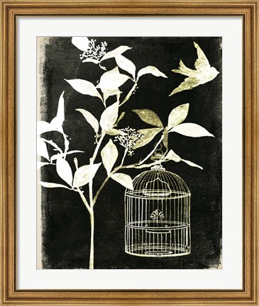 Framed Branch &amp; Bird I Print