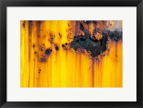 Framed Details Of Rust And Paint On Metal 4 Print