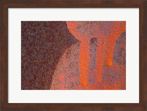 Framed Details Of Rust And Paint On Metal 14 Print