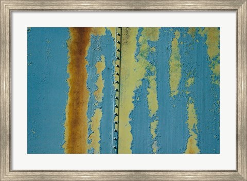 Framed Details Of Rust And Paint On Metal 22 Print