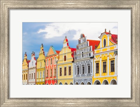 Framed Europe, Czech Republic, Telc Colorful Houses On Main Square Print