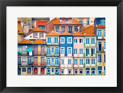 Framed Europe, Portugal, Porto Colorful Building Facades Next To Douro River Print