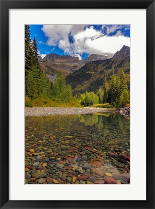 Framed Mcdonald Creek With Garden Wall In Early Autumn In Glacier National Park, Montana Print