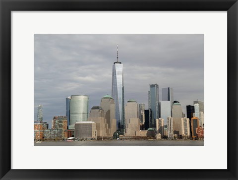 Framed One World Trade Center And Other Manhattan Skyscrapers Seen From Jersey City, NJ Print