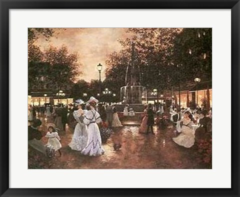Framed Meeting at the Fountain Print