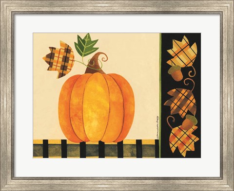 Framed Pumpkin, Leaves and Acorns I Print