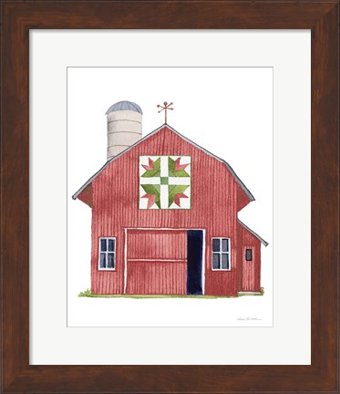 Framed Life on the Farm Barn Element I Dark Red Print