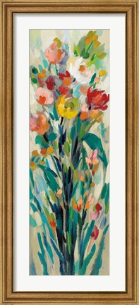 Framed Tall Bright Flowers Cream I Print