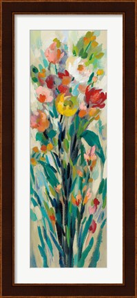 Framed Tall Bright Flowers Cream I Print