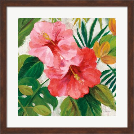 Framed Tropical Jewels I v2 Pink Crop Print