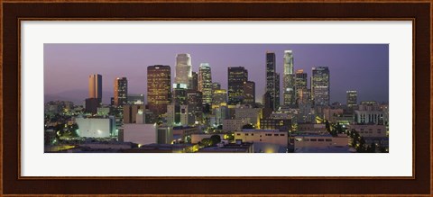 Framed Skyscrapers Lit Up At Dusk, City Of Los Angeles, California Print