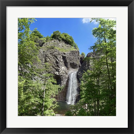 Framed Water Falling From Rocks, La Bourges Waterfall, France Print