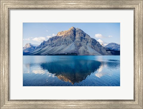 Framed Mountain Reflecting In Lake At Banff National Park, Alberta, Canada Print