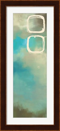 Framed Retro in Aqua and Khaki III Print