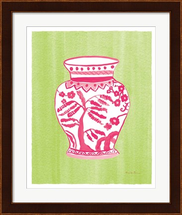 Framed Chinoiserie IV Pink Watercolor Print