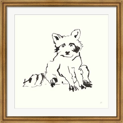 Framed Line Raccoon Print