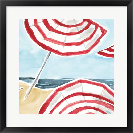 Framed Stripes on the Beach II Print