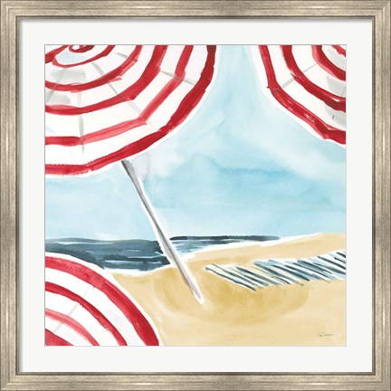 Framed Stripes on the Beach I Print