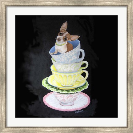 Framed Chihuahua Teacups Print