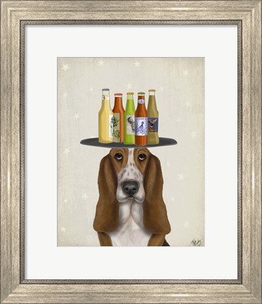 Framed Basset Hound Beer Lover Print