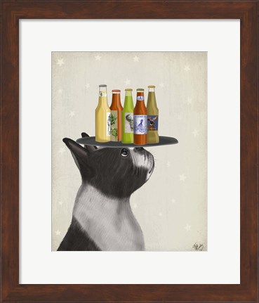 Framed Boston Terrier Beer Lover Print