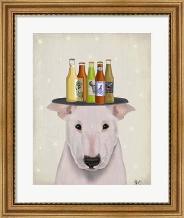 Framed English Bull Terrier Beer Lover Print