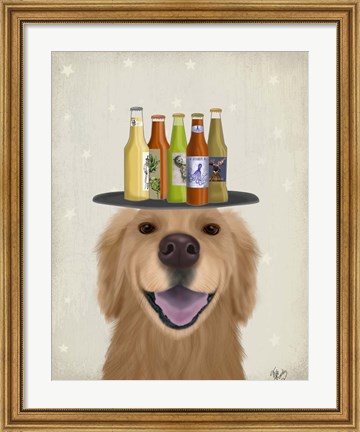 Framed Golden Retriever Beer Lover Print