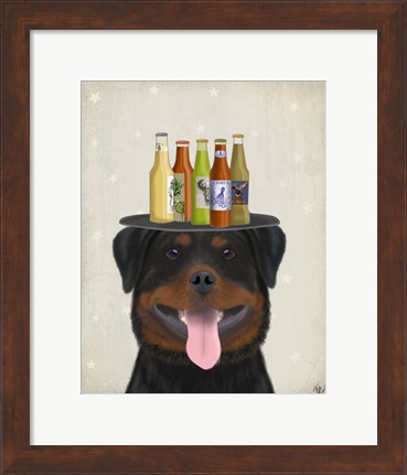 Framed Rottweiler Beer Lover Print